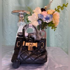 Badgley Mischka Black Quilted Mini Handbag